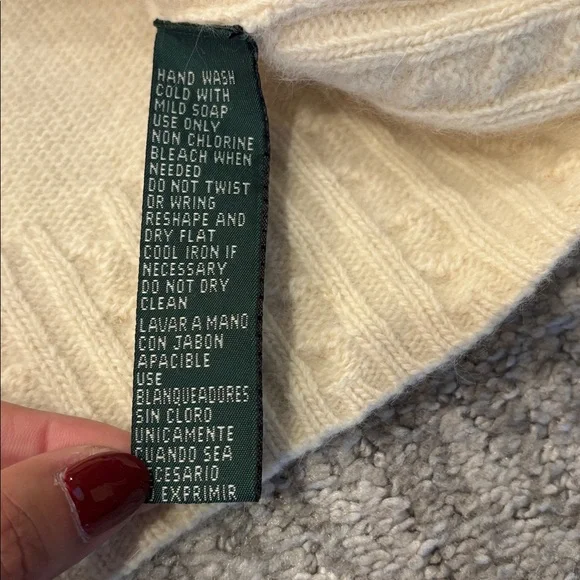 Lauren Ralph Lauren Cream Cable Knit Turtleneck Sweater size L - Picture 6 of 9